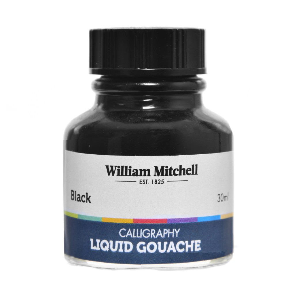 Gwasz kaligraficzny w płynie - William Mitchell - czarny, 30 ml