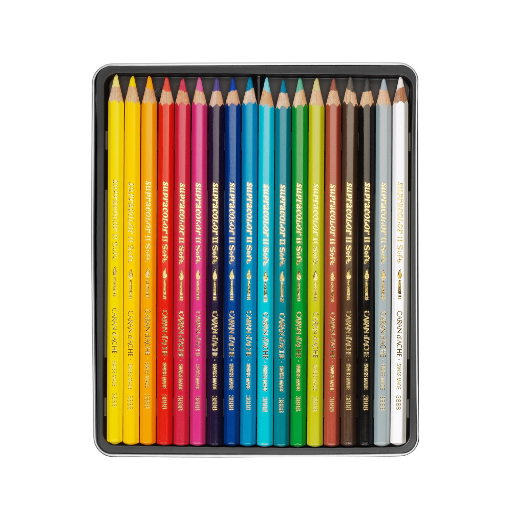 Zestaw kredek akwarelowych Supracolor Soft - Caran d'Ache - 18 kolorów