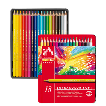 Zestaw kredek akwarelowych Supracolor Soft - Caran d'Ache - 18 kolorów