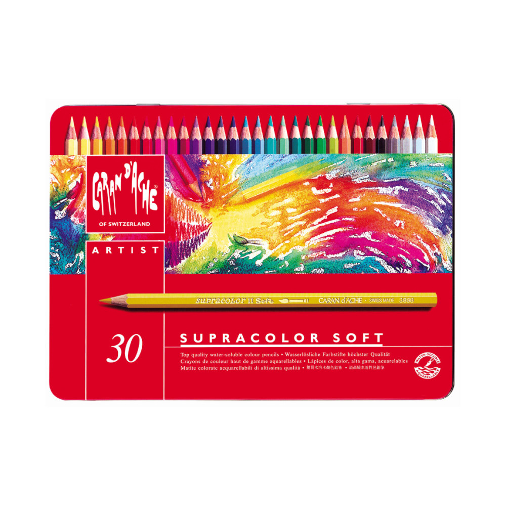 Zestaw kredek akwarelowych Supracolor Soft - Caran d'Ache - 30 kolorów