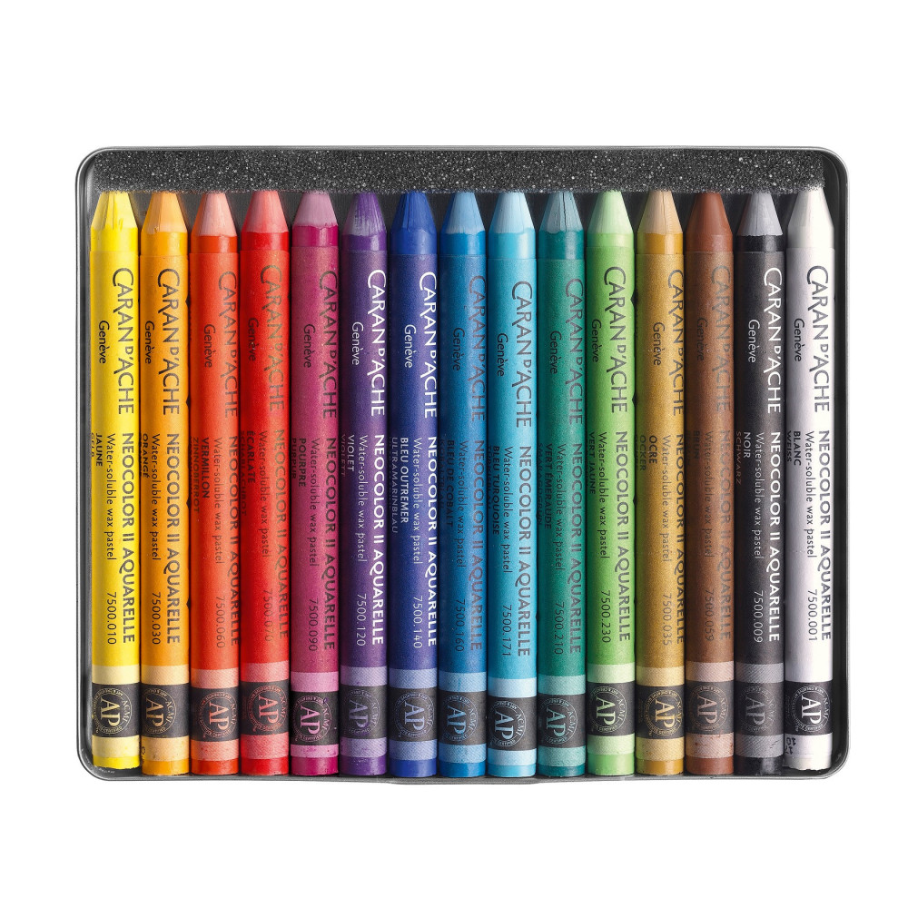Set of Neocolor II watersoluble wax pencils - Caran d'Ache - 15 pcs.