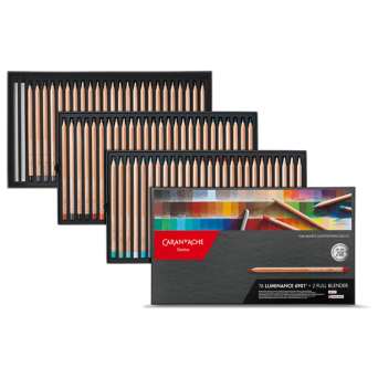 Zestaw kredek ołówkowych Luminance - Caran d'Ache - 76 kolorów + 2 blendery