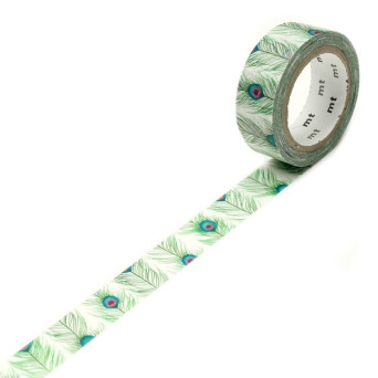Taśma papierowa washi - MT Masking Tape - Peacock Feathers, 7 m