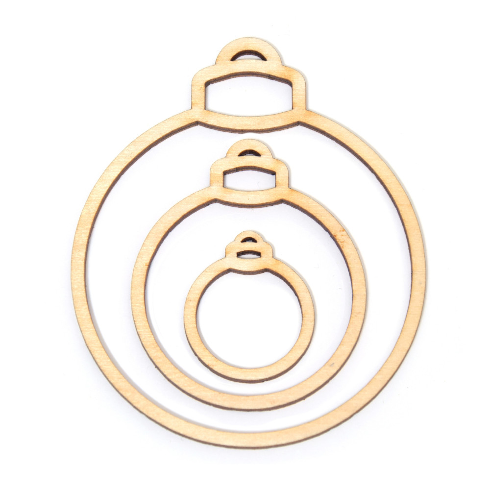 Wooden elements, circle pendants - Simply Crafting - baubles, 3 pcs.