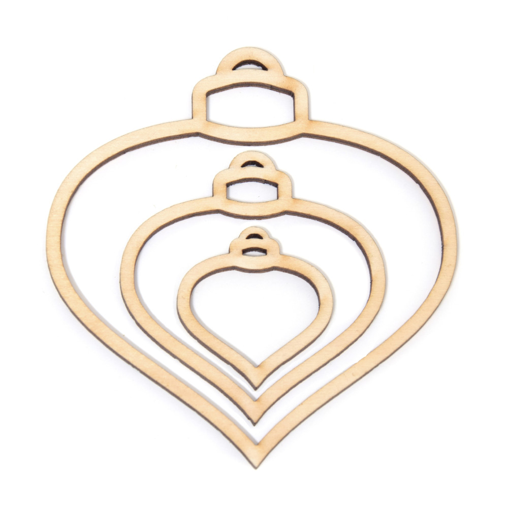 Wooden elements, spinning top pendants - Simply Crafting - 3 pcs.