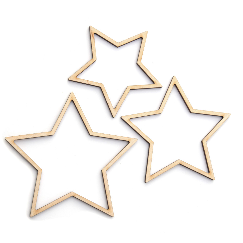 Drewniane kształty, zawieszki - Simply Crafting - gwiazdki, 3 szt.