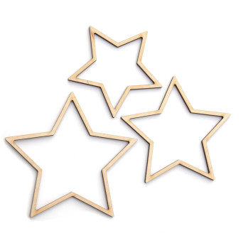 Drewniane kształty, zawieszki - Simply Crafting - gwiazdki, 3 szt.