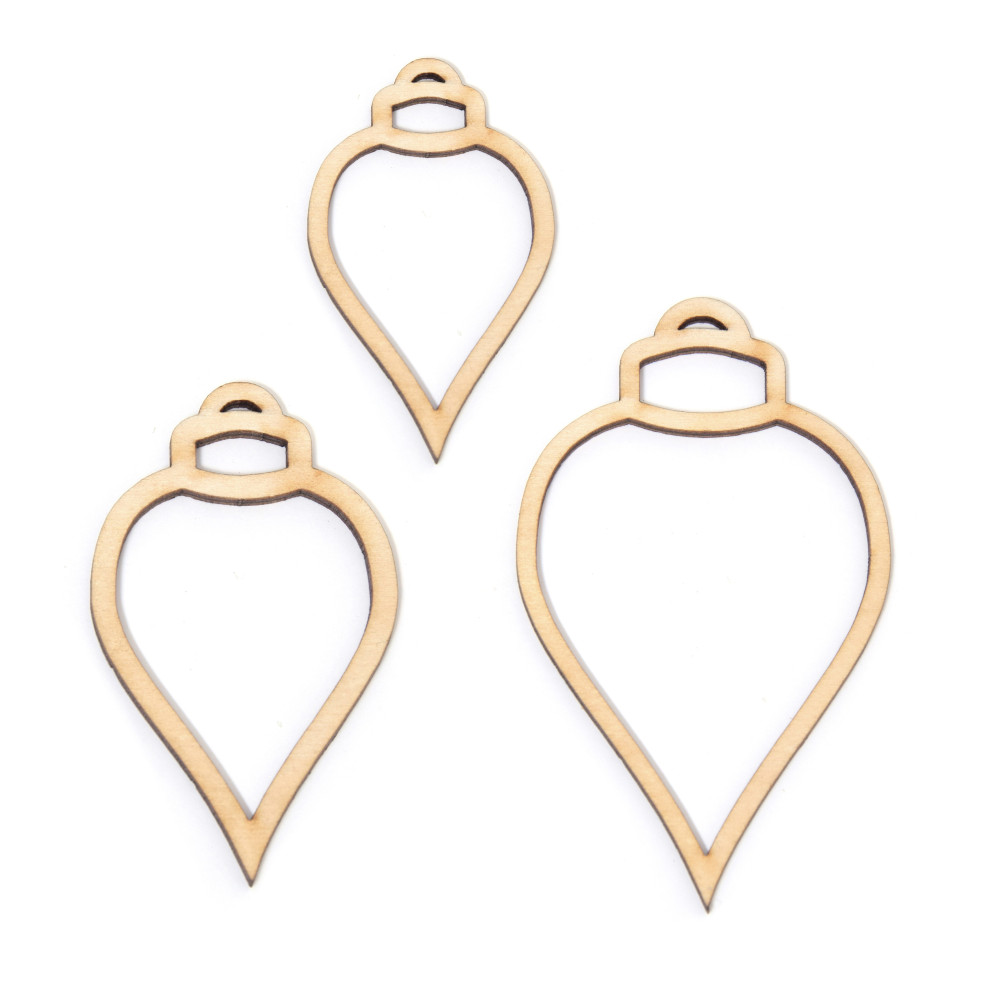 Wooden elements, icicles pendants - Simply Crafting - 3 pcs.