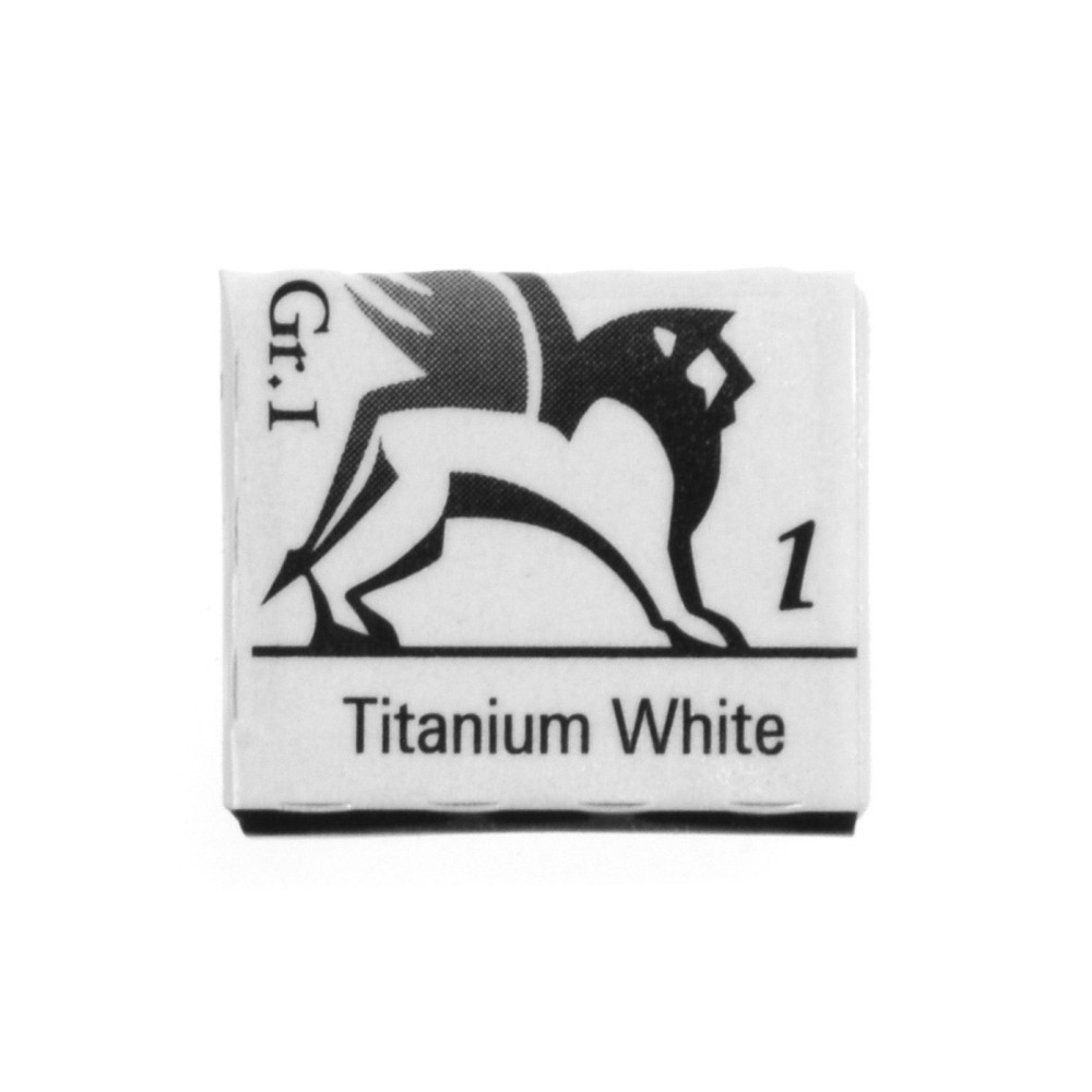 Watercolors in half pans - Renesans - 1, titanium white, 1,5 ml