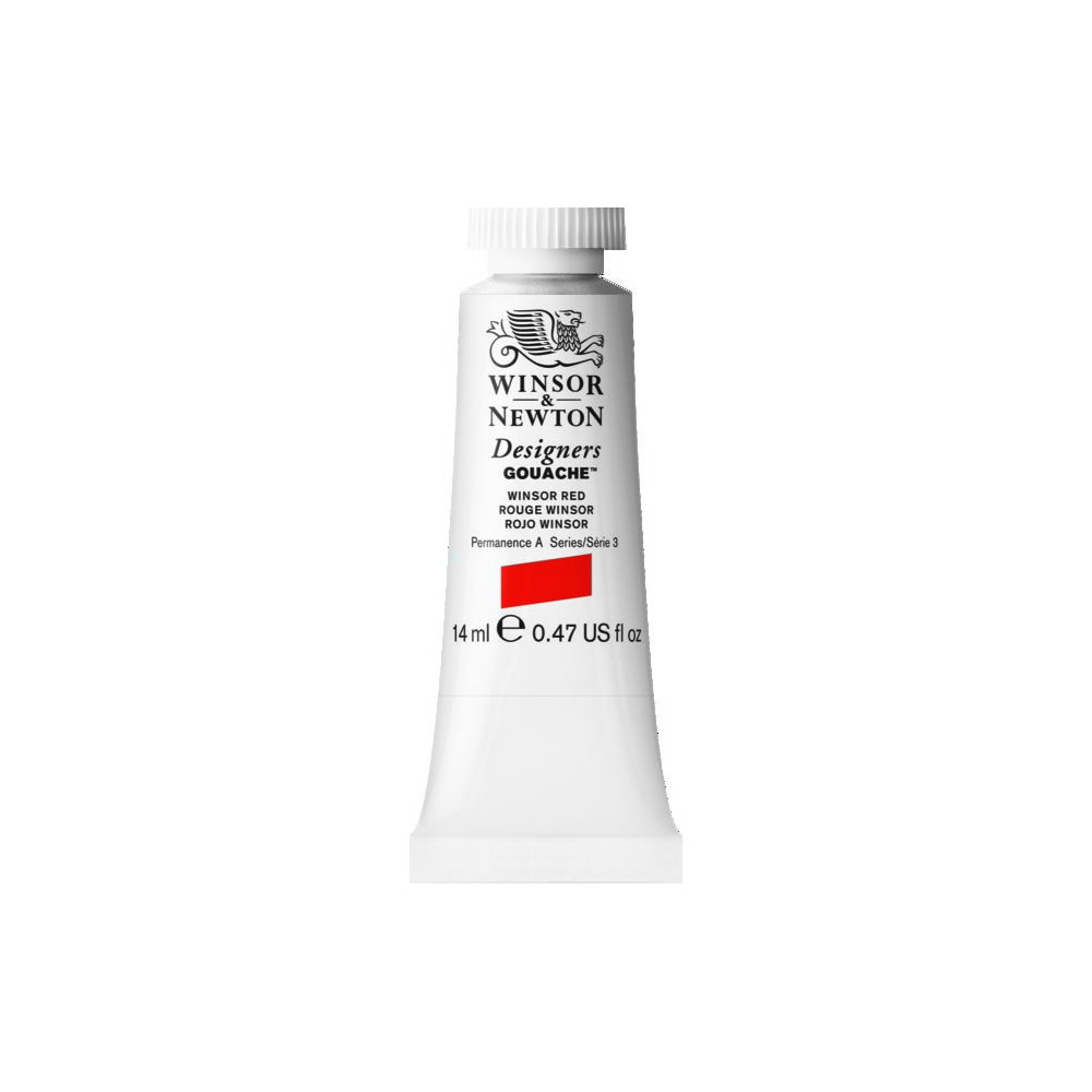 Gouache paint in tube - Winsor & Newton - Winsor Red, 14 ml