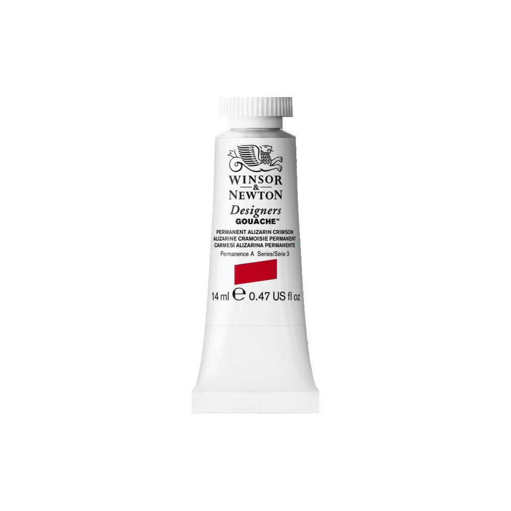 Gouache paint in tube - Winsor & Newton - Permanent Alizarine Crimson, 14 ml