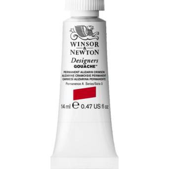 Gouache paint in tube - Winsor & Newton - Permanent Alizarine Crimson, 14 ml