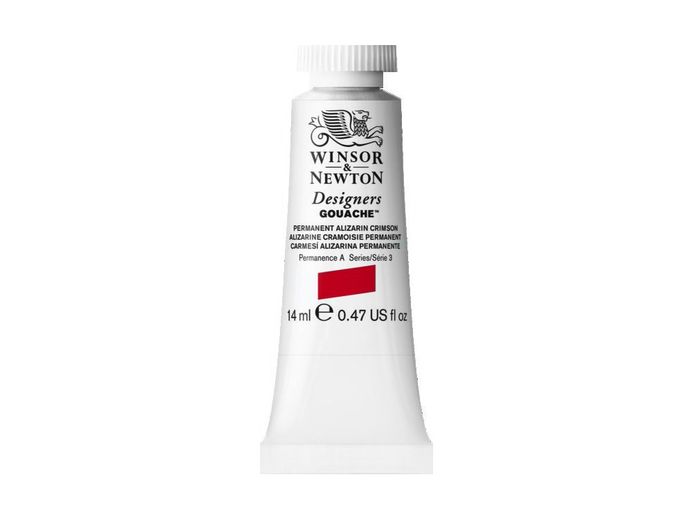 Gouache paint in tube - Winsor & Newton - Permanent Alizarine Crimson, 14 ml