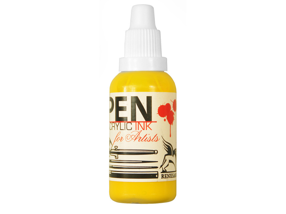 Pen acrilic ink - Renesans - permanent yellow, 35 ml