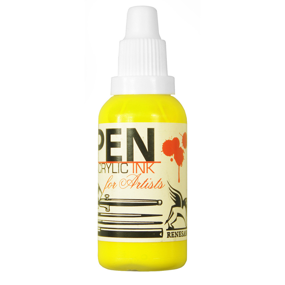 Pen acrilic ink - Renesans - lemon yellow, 35 ml