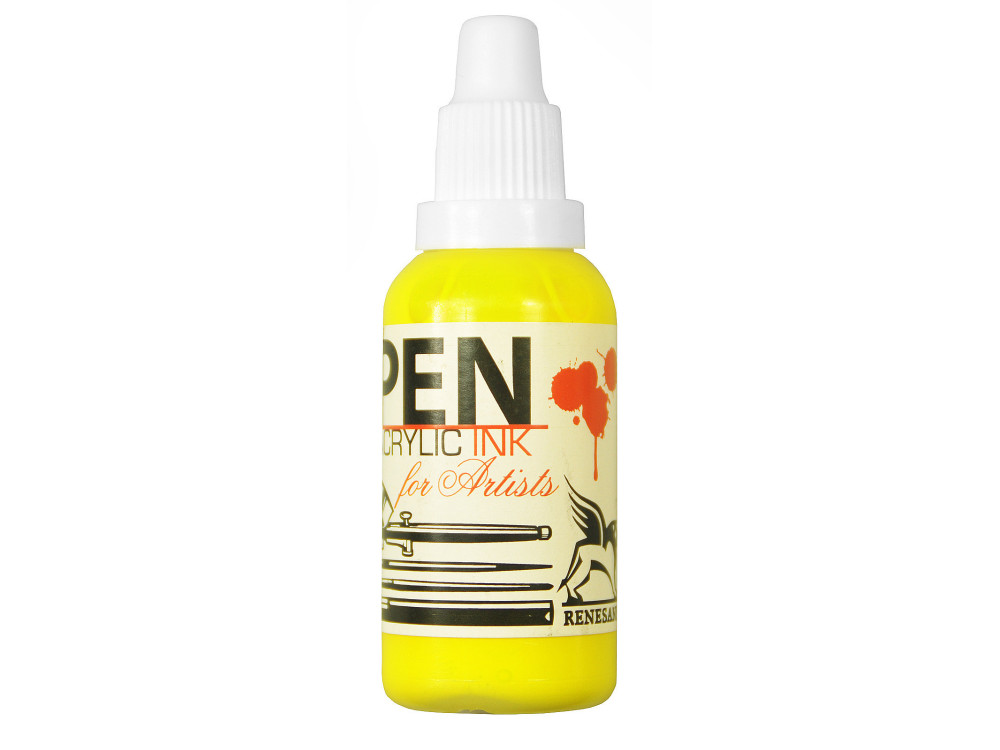 Pen acrilic ink - Renesans - lemon yellow, 35 ml
