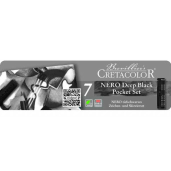 Charcoal Nero Deep Black Pocket Set - Cretacolor - 7 pcs.