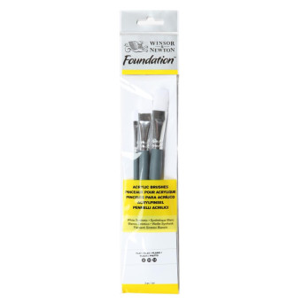 Foundation acrylic brushes - Winsor & Newton - flat, 3 pcs.