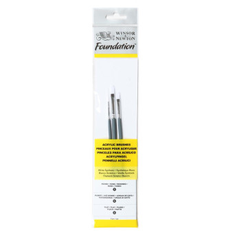 Zestaw pędzli Foundation do akryli - Winsor & Newton - 3 szt.