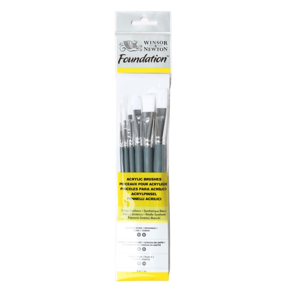 Zestaw pędzli Foundation do akryli - Winsor & Newton - 6 szt.