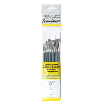 Zestaw pędzli Foundation do akryli - Winsor & Newton - 6 szt.