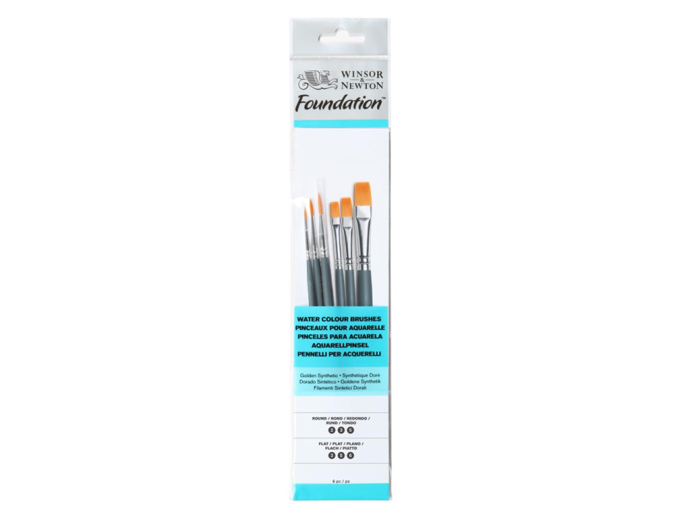 Zestaw pędzli Foundation do akwareli - Winsor & Newton - 6 szt.