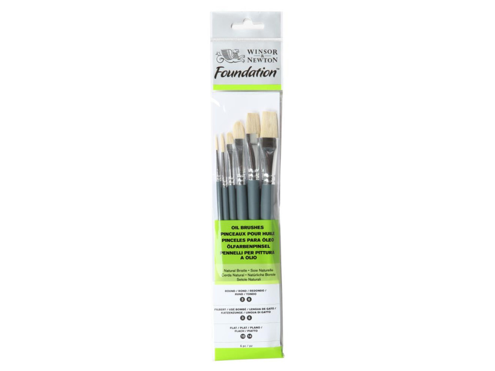 Zestaw pędzli Foundation do oleju - Winsor & Newton - 6 szt.