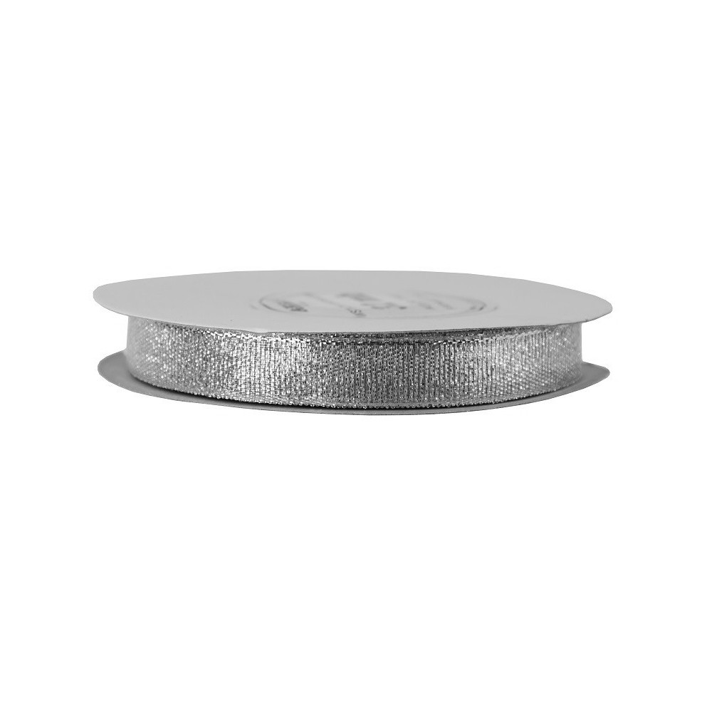 Wstążka brokatowa 12 mm - srebrna, 32 m
