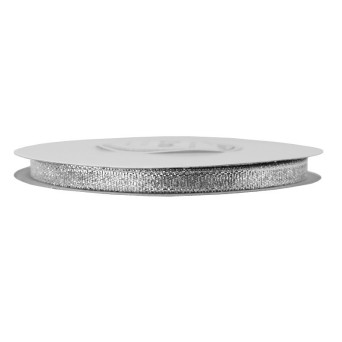 Wstążka brokatowa 6 mm - srebrna, 32 m
