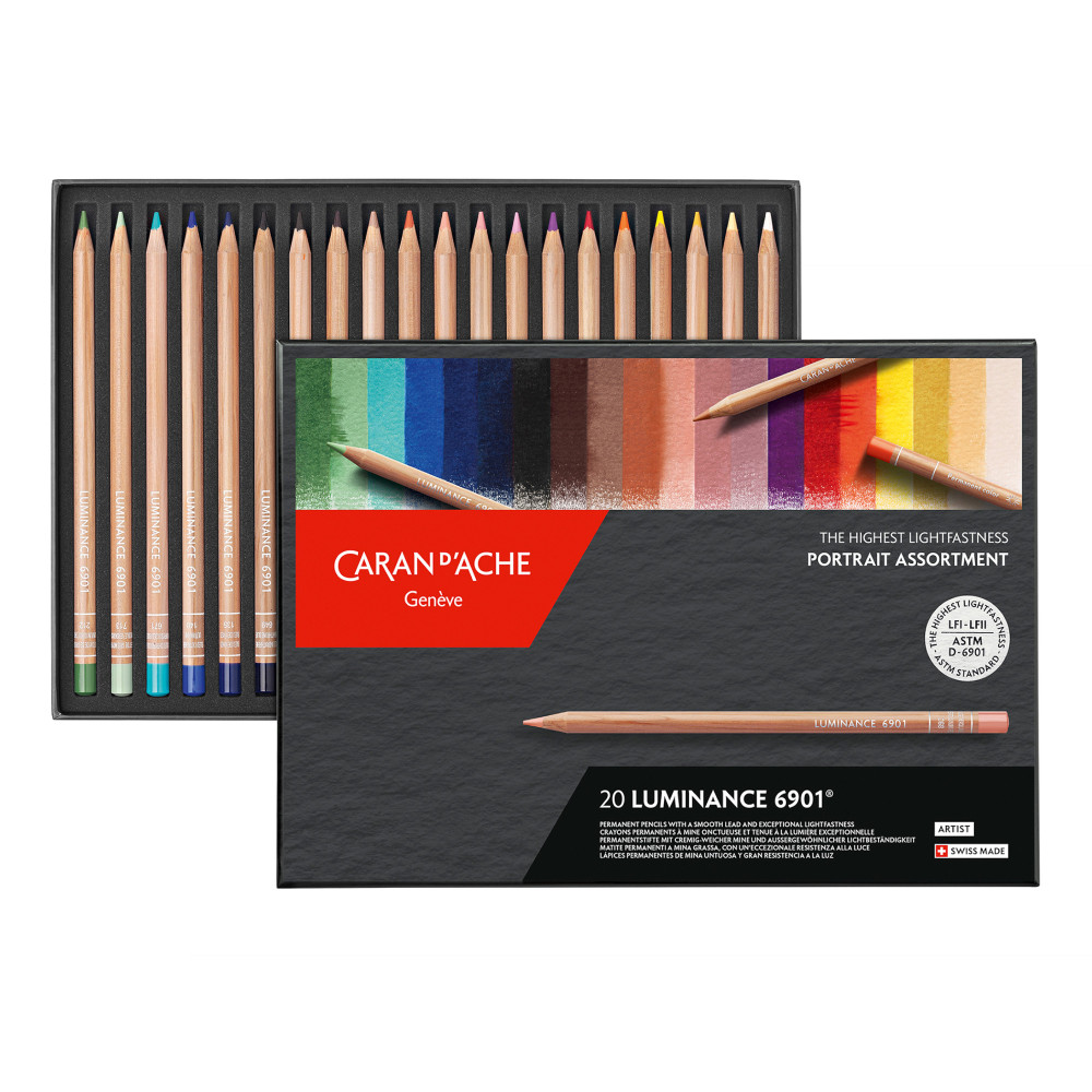 Zestaw kredek ołówkowych Luminance - Caran d'Ache - Portrait, 20 kolorów
