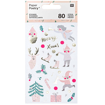 Christmas stickers - Paper Poetry - Jolly Christmas, pastel, 80 pcs.