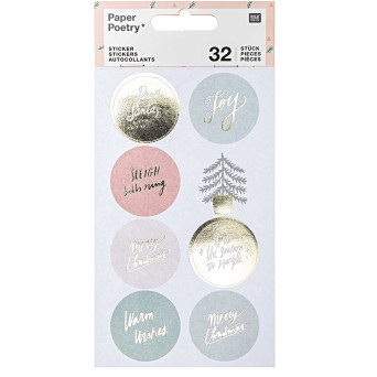 Naklejki świąteczne - Paper Poetry - Jolly Christmas, pastelowe, 32 szt.