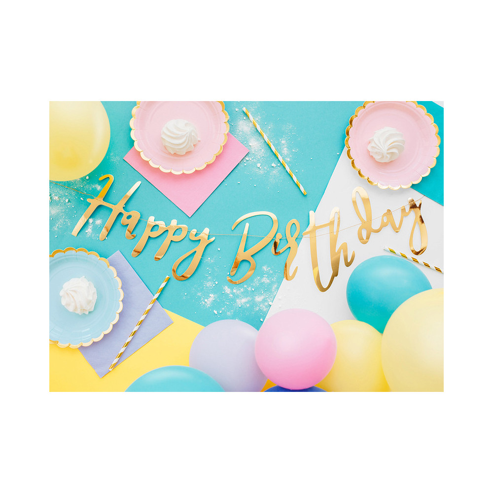 Baner Happy Birthday - złoty, 16,5 x 62 cm