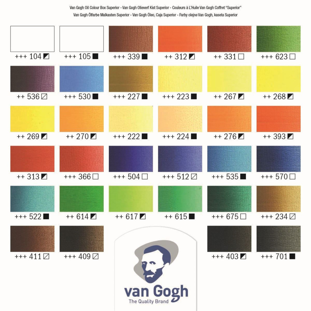 Set of Superior Oil Colour paints in tubes and accessories in wooden box - Van Gogh