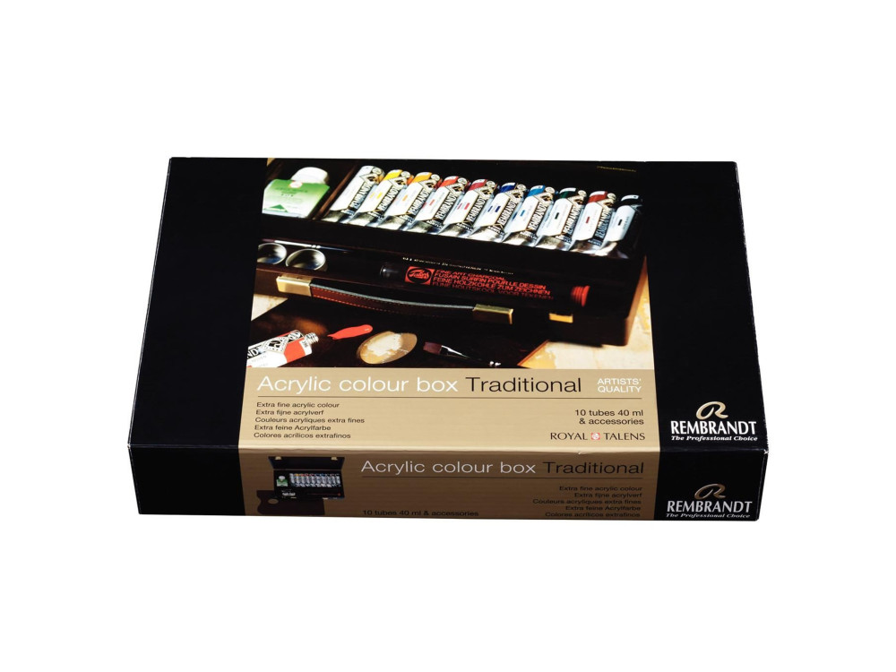 Acrylic colour box Traditional set with accessories - Rembrandt - 19 pcs.