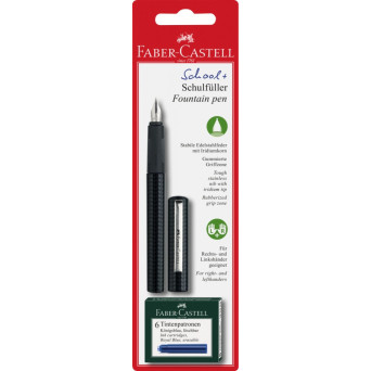 Szkolne pióro wieczne z wkładami - Faber-Castell - czarne, M