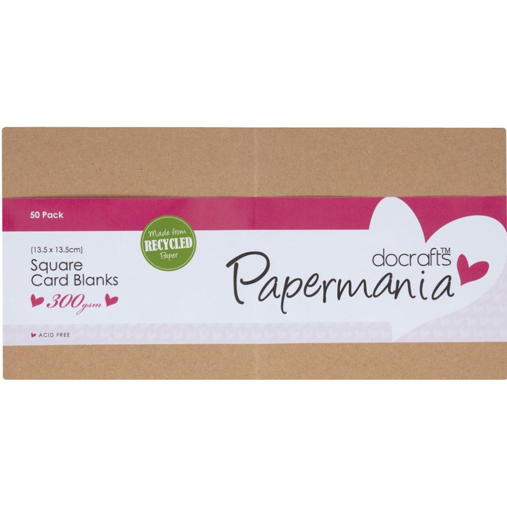 Square card blanks and envelopes - Papermania - Recycled Kraft, 50 pcs.