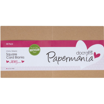 Zestaw kwadratowych kart i kopert - Papermania - Recycled Kraft, 50 szt.