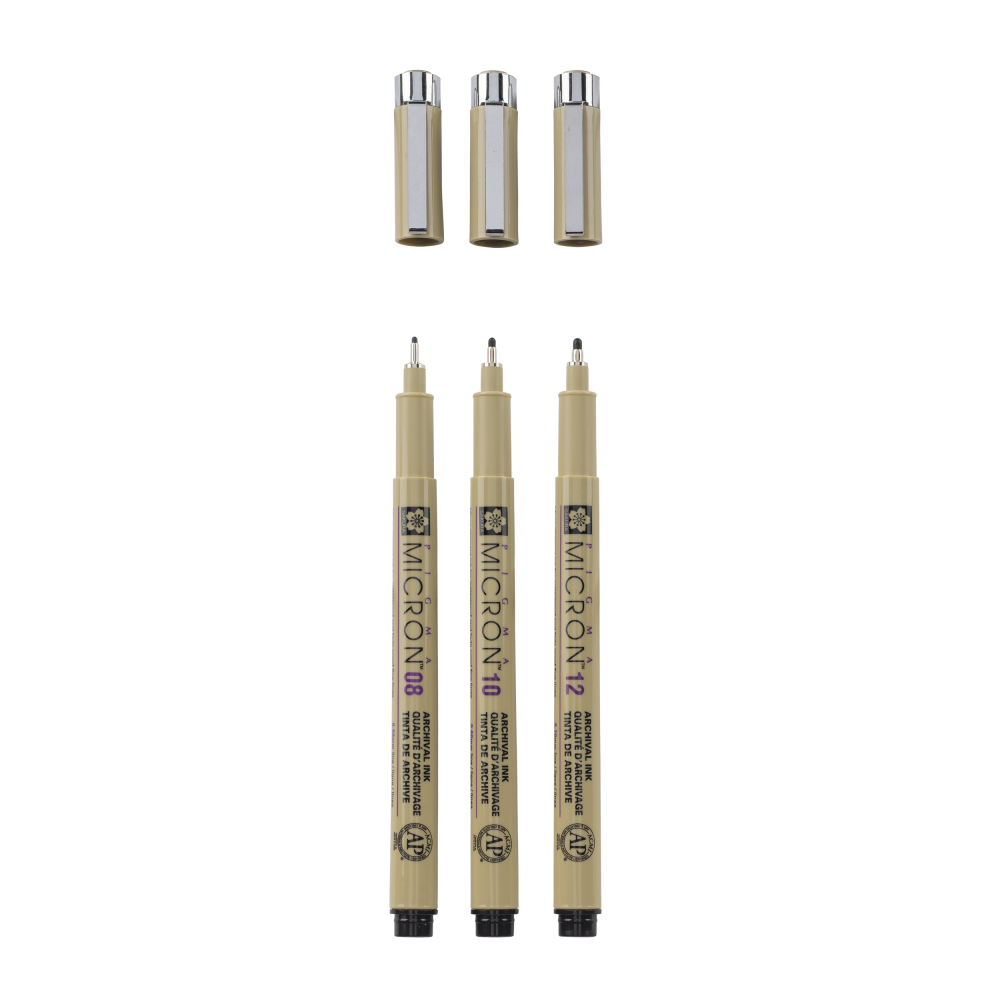 Pigma Micron Black fineliners set - Sakura - black, 3 pcs.