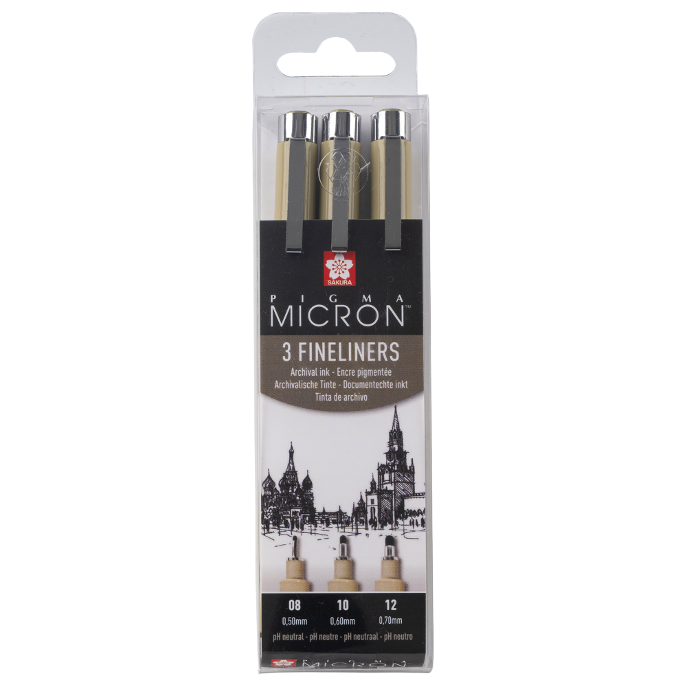 Zestaw cienkopisów Pigma Micron Black - Sakura - czarny, 3 szt.