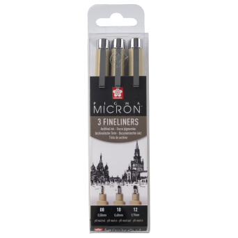 Pigma Micron Black fineliners set - Sakura - black, 3 pcs.