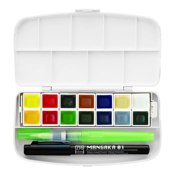Watercolor set Gansai Tambi Portable - Kuretake - 14 colors