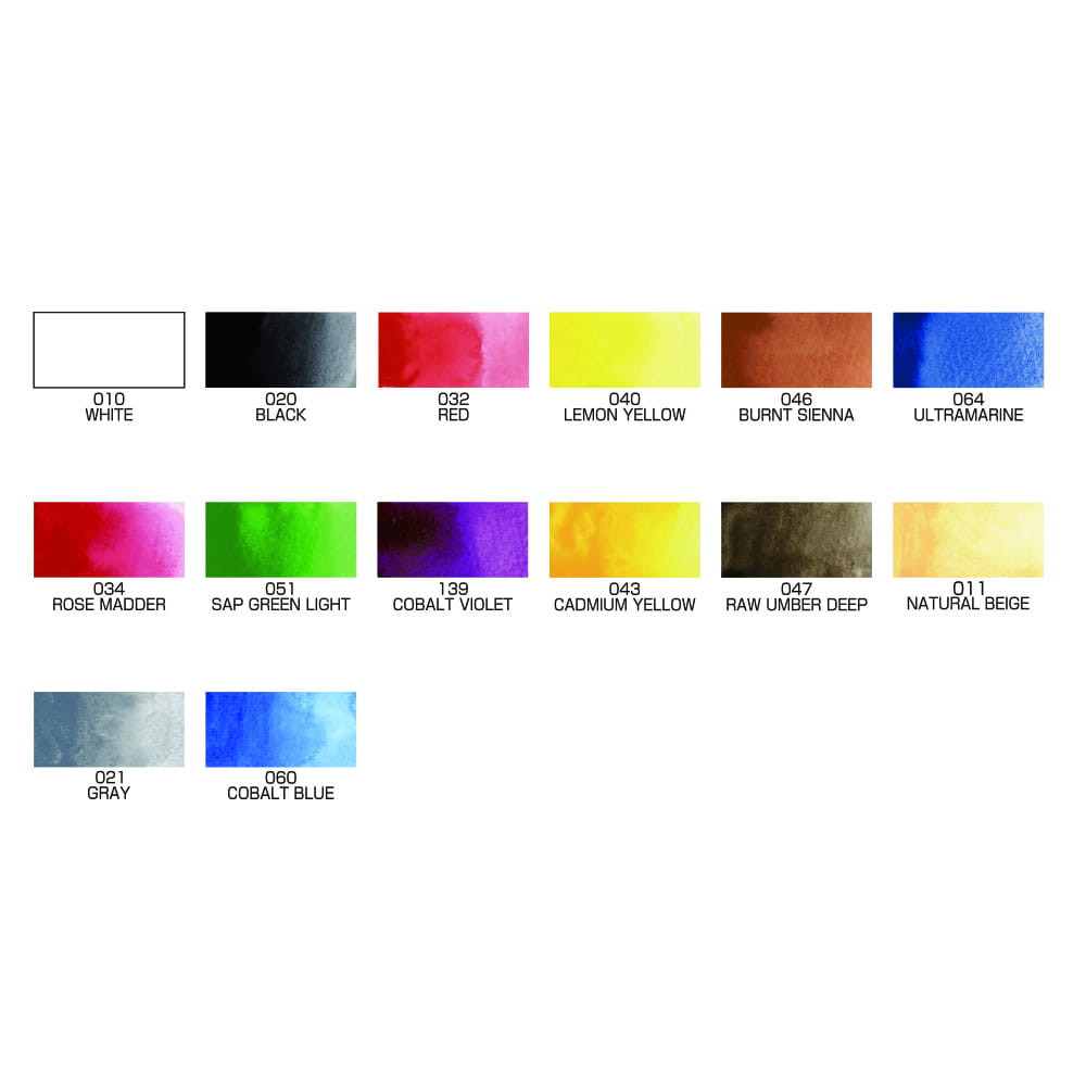 Watercolor set Gansai Tambi Portable - Kuretake - 14 colors