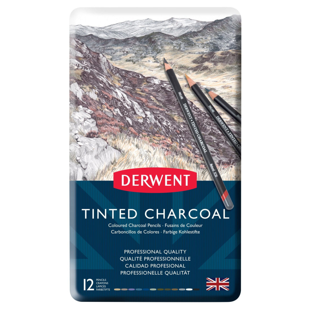Tinted charcoal pencils - Derwent - 12 pcs
