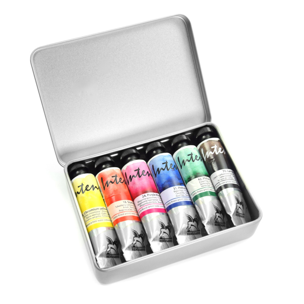 Watercolors Intense in metal case - Renesans - 6 pcs.