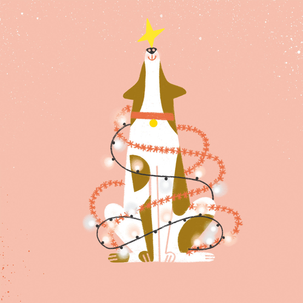 Greeting card - Pieskot - Christmas Tree-k, 14,5 x 14,5 cm