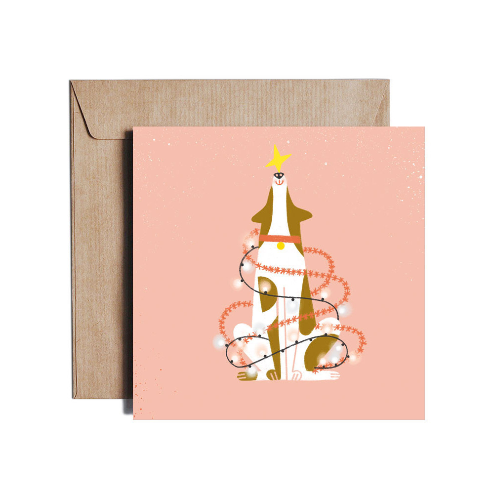 Kartka okolicznościowa - PiesKot - Christmas Tree-k, 14,5 x 14,5 cm