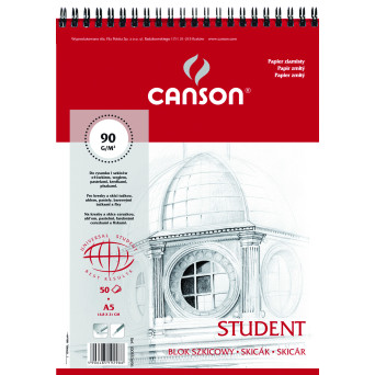 Blok szkicowy Student A5 - Canson - spirala, 90 g, 50 ark.