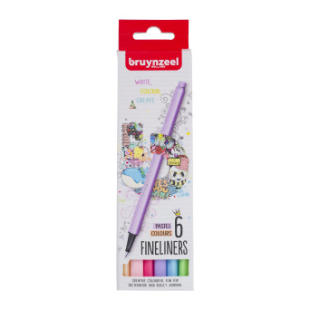 Fineliners set - Bruynzeel - Pastel, 6 pcs