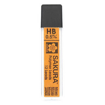 Mechanical pencil lead refills, 0,5 mm- Sakura - HB, 12 pcs.